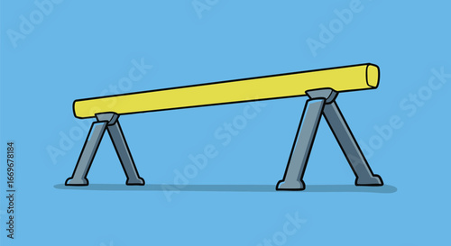 Illustration of a Yellow Balance Beam on a Blue Background
