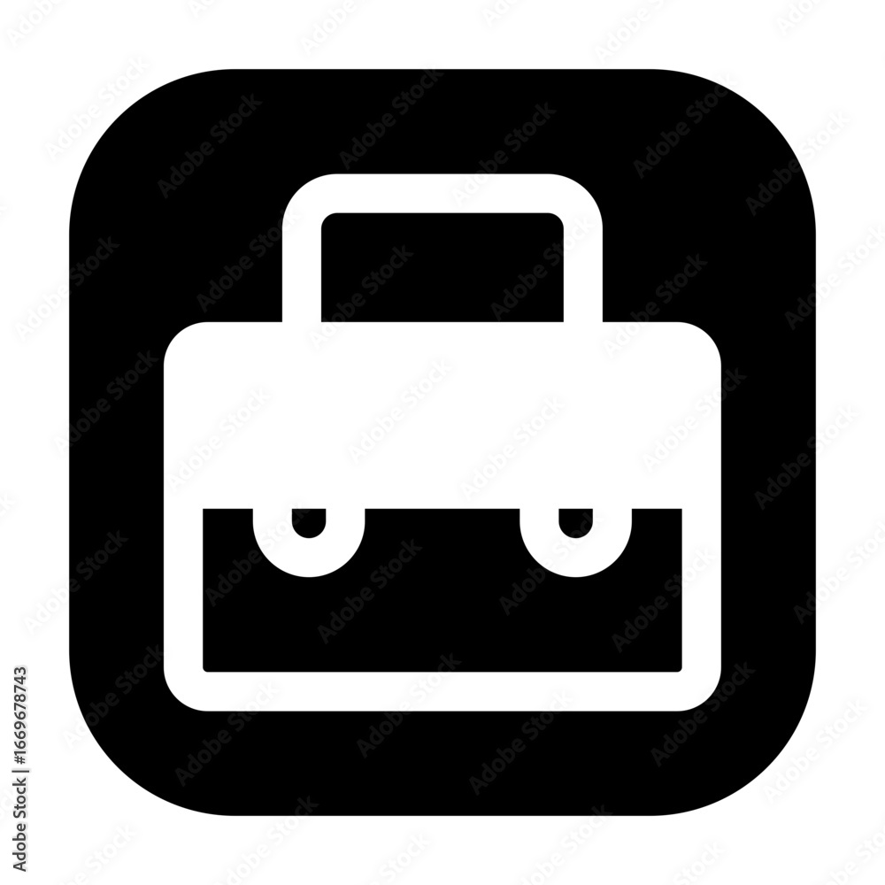 Minimalist rounded square briefcase icon, representing work or business