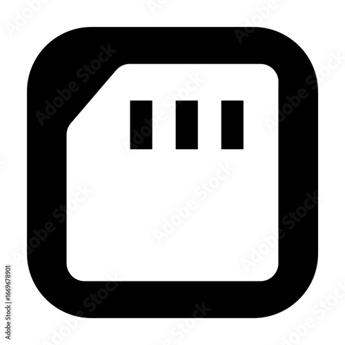 Minimalist rounded square memory card icon, representing storage