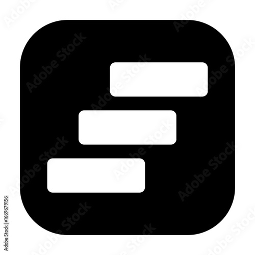 Minimalist rounded square horizontal bar chart icon, representing analytics or data