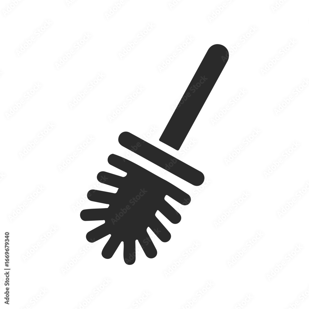 Obraz premium Simple black toilet brush icon on white background