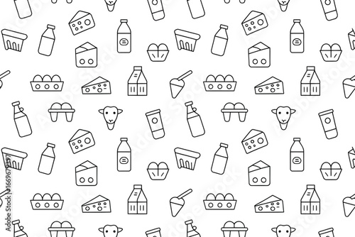 Seamless dairy products pattern background vector illustration for food and agriculture themes use 96
