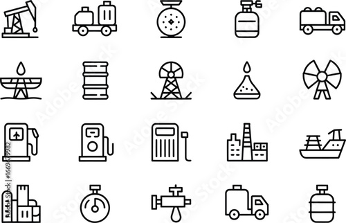 Oil and gas industry icons vector illustration for energy petroleum production and refinery concept