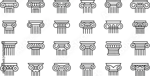 Ionic doric corinthian column vector illustration set architectural design elements and building detail 96