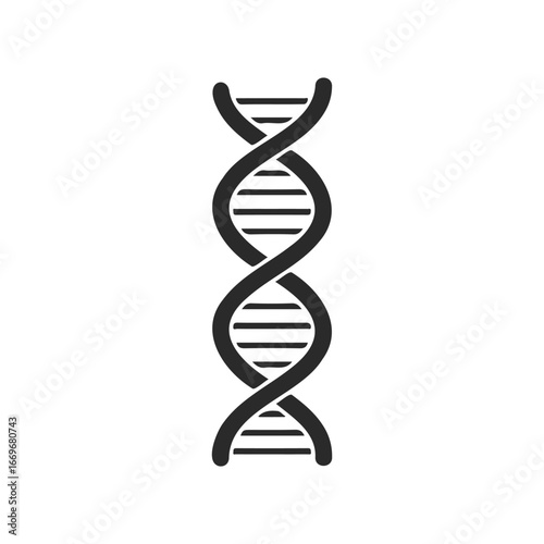 Simple black dna helix on white background