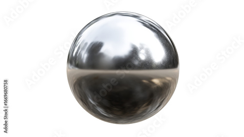 Realistic chrome metal ball — high-resolution PNG cutout on transparent background, isolated shiny steel sphere with soft shadow for graphic design, 3d rendering mockups, product visuals, web & app UI