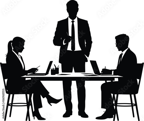 Business meeting with three professionals teamwork