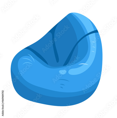 Blue Beanbag Chair Illustration Isolated on White Background