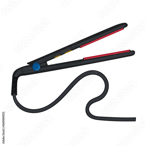 Hair Straightener Device Illustration Isolated on White Background