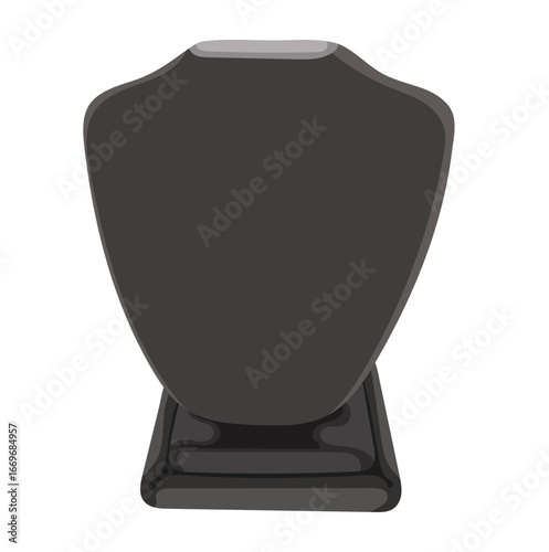 Black Necklace Jewelry Display Mannequin Illustration Isolated on White Background