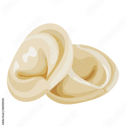 Steamed Pelmeni Russian Dumpling Illustration Isolated on White Background