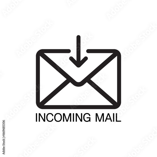 Incoming mail icon message vector template for UI
