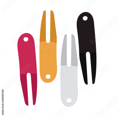 Divot Repair Tool Illustration Isolated on White Background