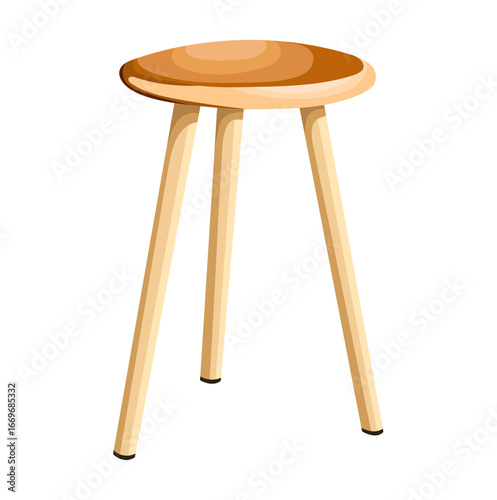 Minimalist Wooden Stood Furniture Illustration Isolated on White Background