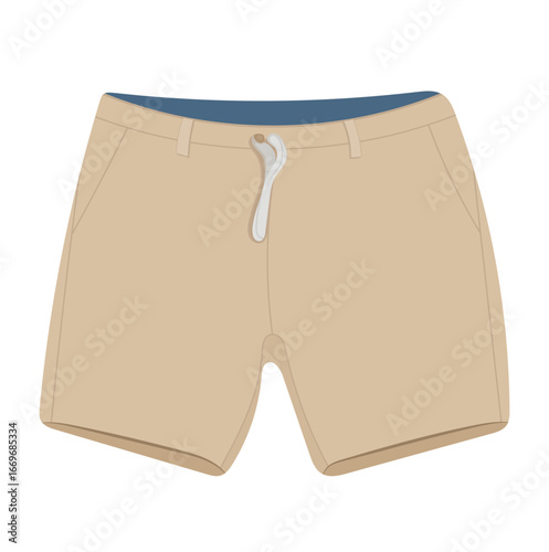 Beige Man Casual Shorts Illustration Isolated on White Background
