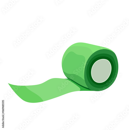 Green Medical Bandage Roll Illustration Isolated on White Background
