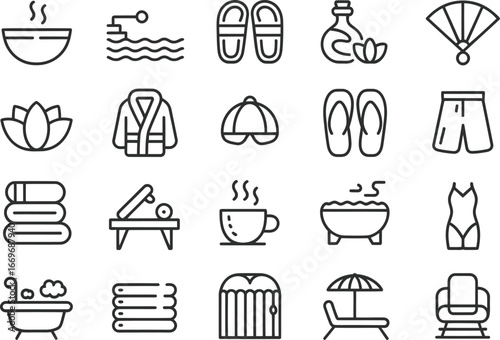Spa and wellness icons vector set for relaxation massage and beauty treatment design elements vector set