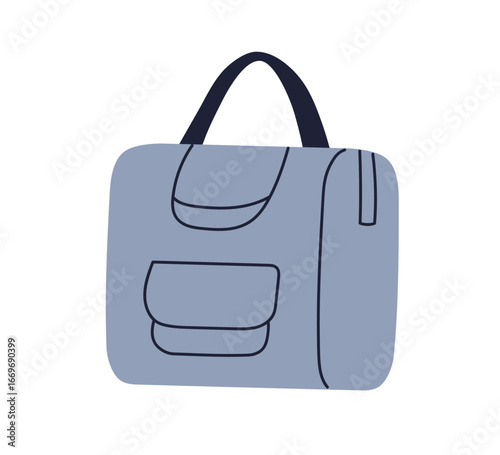 Travel bag with handles. Hand luggage, baggage with pockets. Briefcase pack, ...