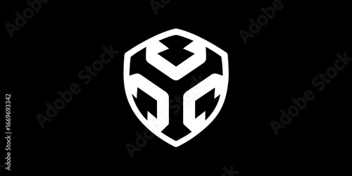 Modern digital logo icon with sleek minimalistic design abstract geometric shapes monochrome style professional branding element innovative visual identity