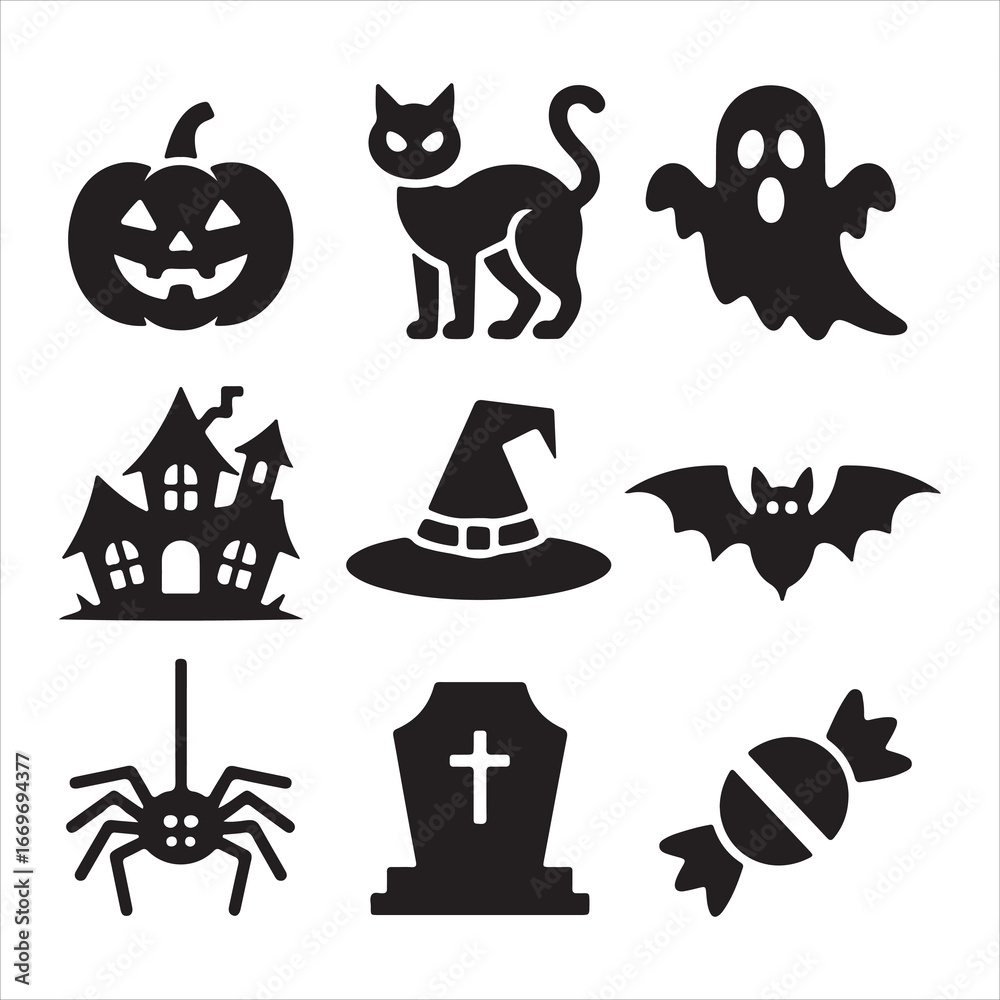 Obraz premium halloween icon set