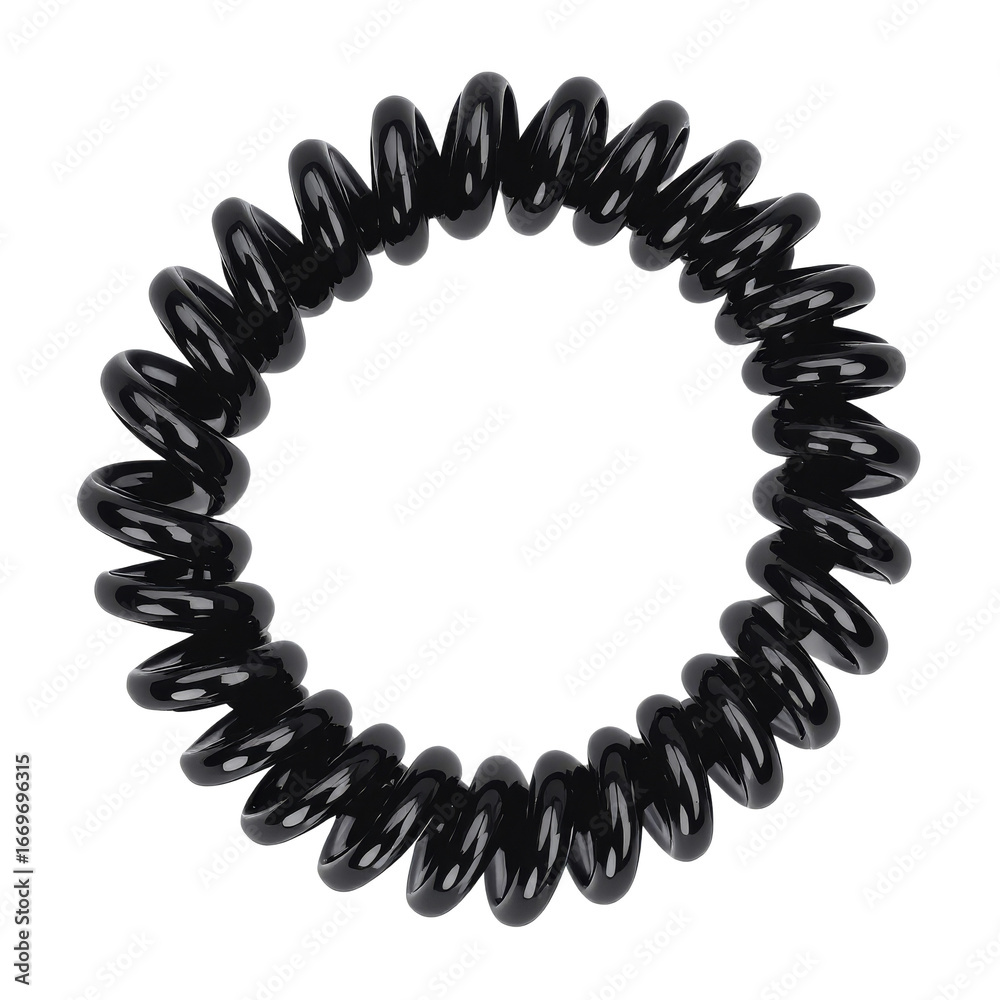 Obraz premium Black Spiral Hair Tie on Transparent Background