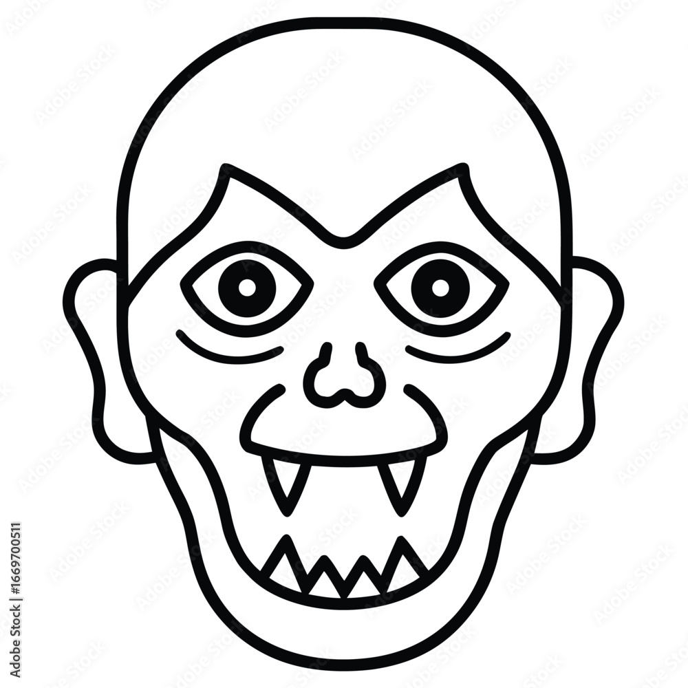 Fototapeta premium zombie monster face line art vector icon