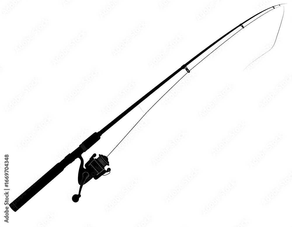 Obraz premium Simple black and white fishing rod graphic