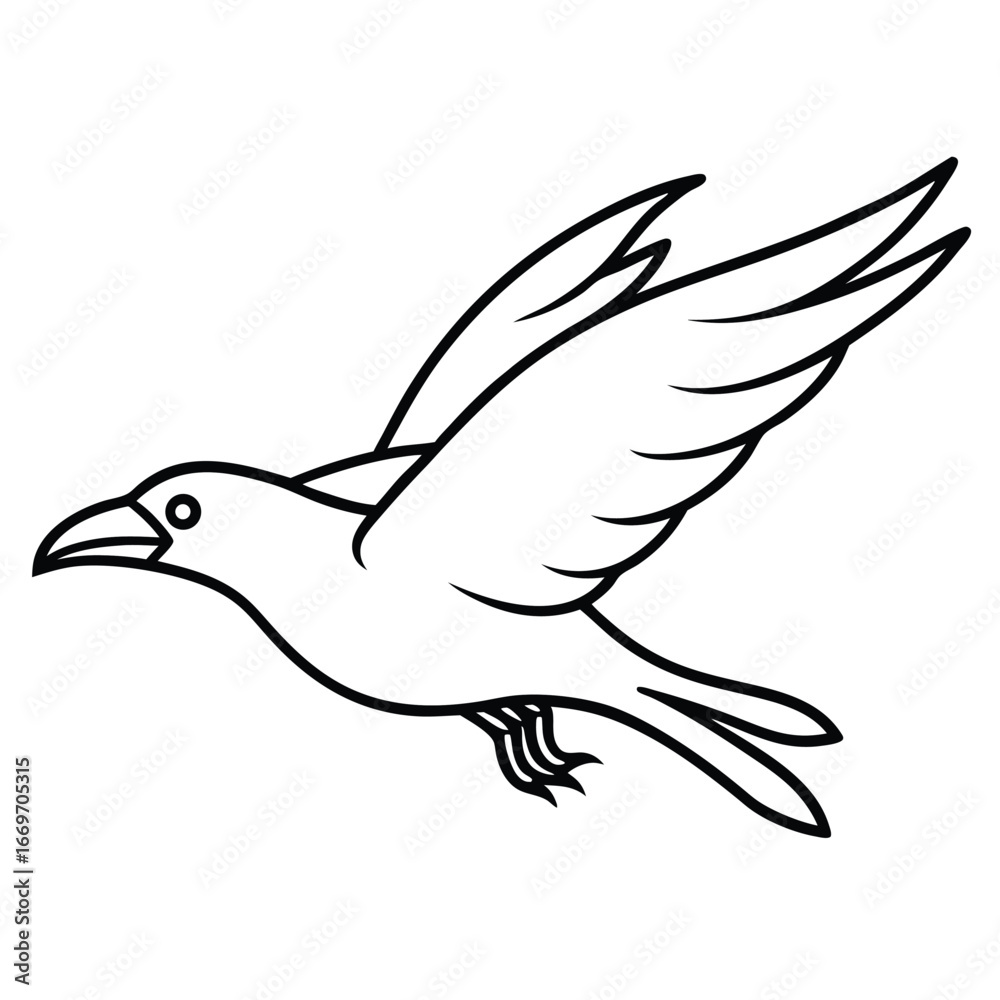 Fototapeta premium flying raven line art vector icon