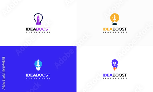 Set of Idea boost Logo designs concept vector, Inspiration Booster logo designs concept vector