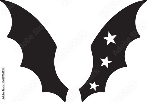 Bat wings silhouette, separate pair, perfect for Halloween, spooky, and horror-themed designs.
