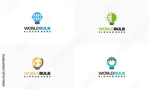 Free Download Set of World Bulb Logo designs concept vector, World Education logo designs template - GFXLoad