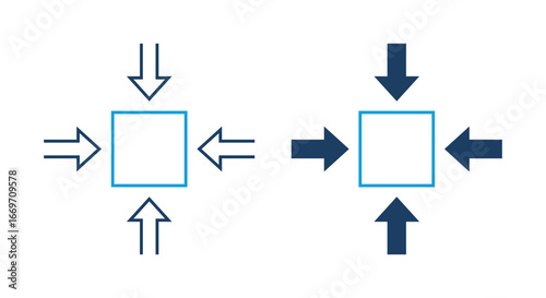 Compact Size Icon with Four Inward Arrows, Compression, Shrink, Minimize Symbol for Interface and App Design