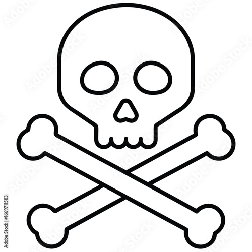 skull and crossbones line art vector icon