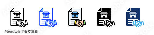 Franchise Agreement Icon Collection With Multiple Styles