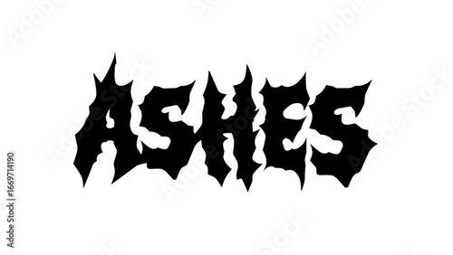 ashes typography vector design. Bold lettering in sharp metal style, perfect for streetwear, band merch, and edgy graphic tees, sticker, poster