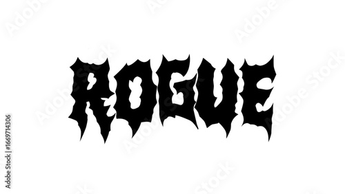 rogue, typography vector design. Bold lettering in sharp metal style, perfect for streetwear, band merch, and edgy graphic tees, sticker, poster