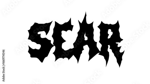 scar, typography vector design. Bold lettering in sharp metal style, perfect for streetwear, band merch, and edgy graphic tees, sticker, poster