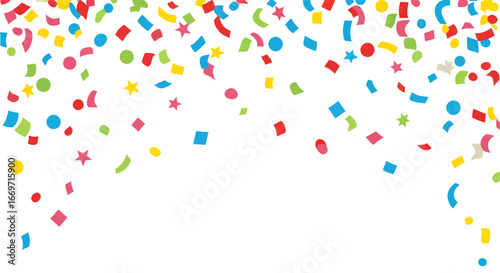 Colorful 3D birthday confetti and streamers group, a perfect design for holiday celebrations