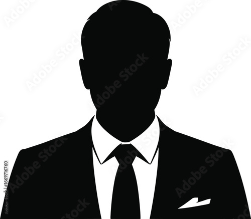 Black silhouette of a man in a suit collar