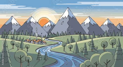 landscape with mountains view