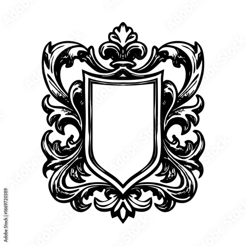 A vintage style illustration showing royal crest