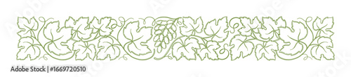 Vine seamless pattern design featuring lush leaves in a graceful arrangement showcasing fine line art details