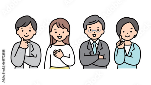 ひらめいた男女の会社員 上半身 人物