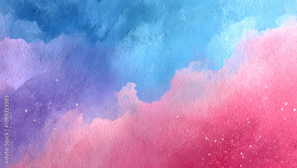 Obraz premium hand painted look gradient from pastel pink to sky bue, watercolor texture, fo background