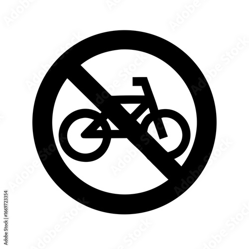 Bicycle Prohibited Icon Set – No Cycling Flat Sign Safety Traffic Restriction Vector Graphic Illustration