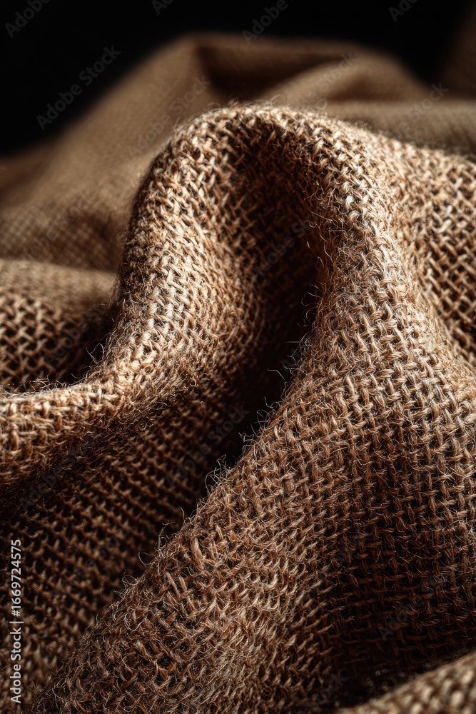 Fototapeta premium Close-up of a draped burlap fabric
