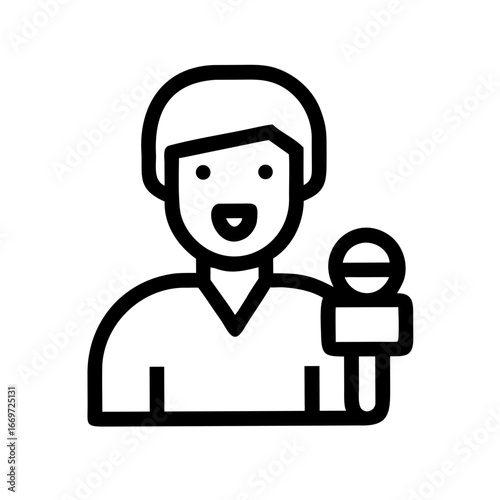 Journalist Interviewing Microphone icon set – reporting, news, media, press, communication, broadcast, journalism icons collection