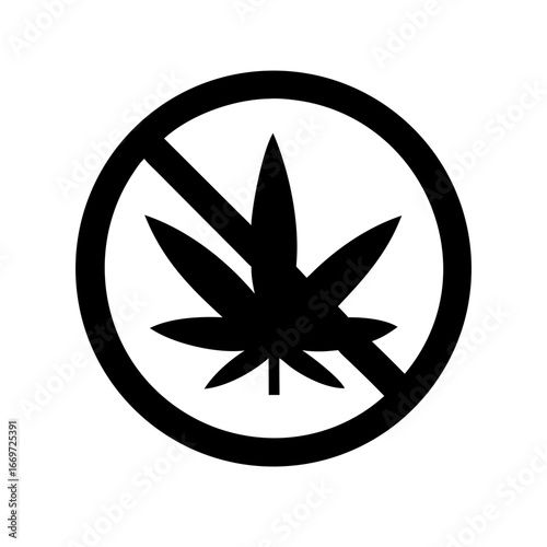 Marijuana Drugs Prohibited Sign icon set – restriction, warning, safety, cannabis, ban, caution, danger icons collection