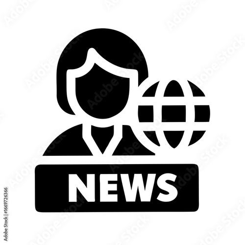 Person with Globe Icon Set – News Reporting, Journalism, Media, Worldwide, Vector, Editable, Minimal