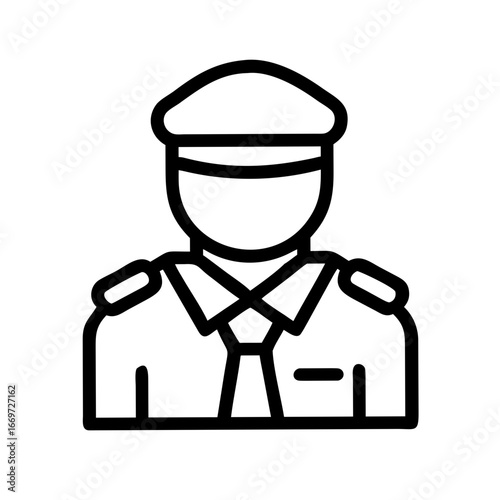 Security Guard Outfit Icon Set – Strong, Outline, Uniform, Protection, Vector, Editable, Modern